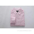 Poches doubles pour hommes Shirts à carreaux en blanc rose